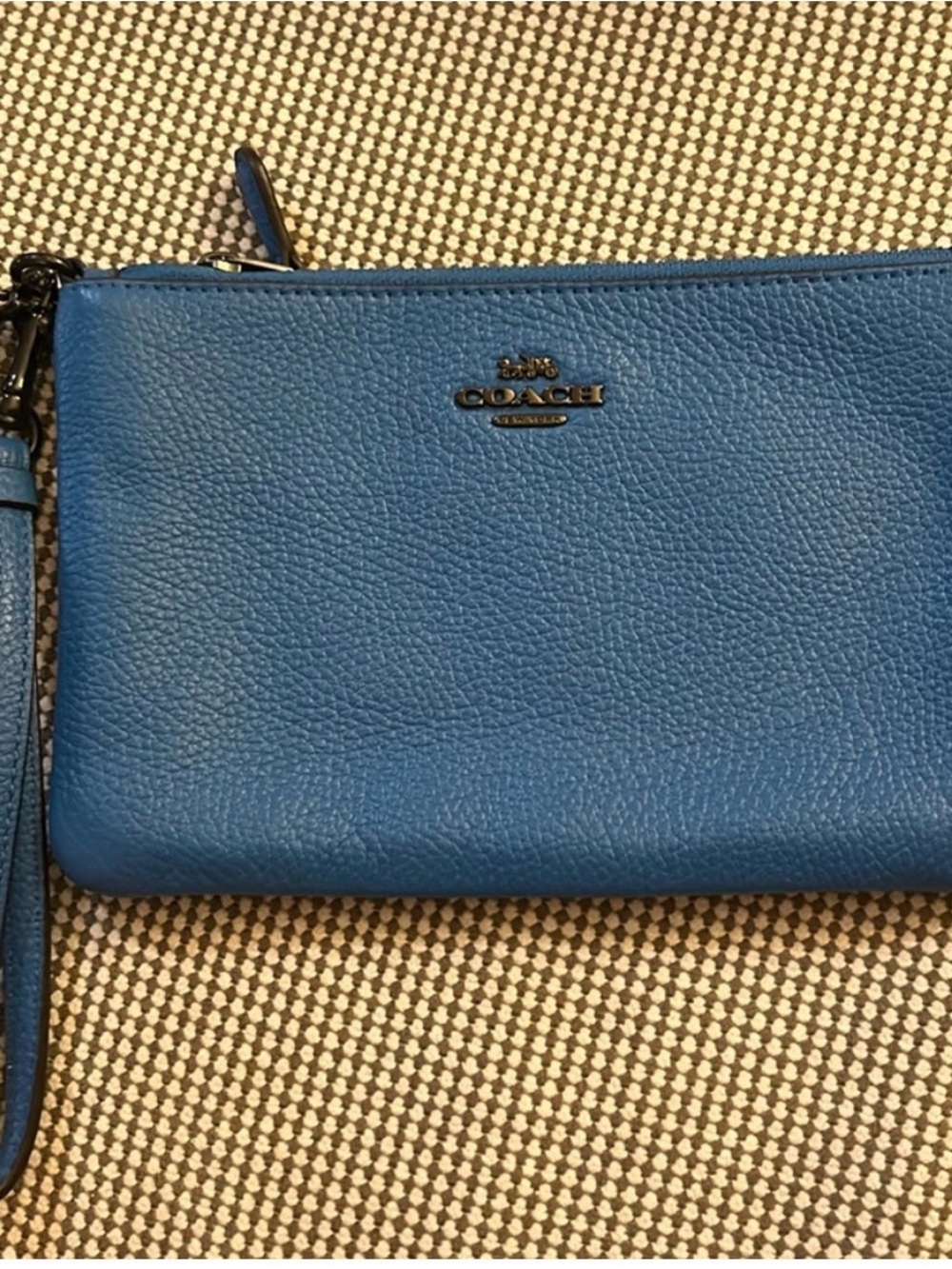 Coach Pebble Leather Wristlet in Bright Blue